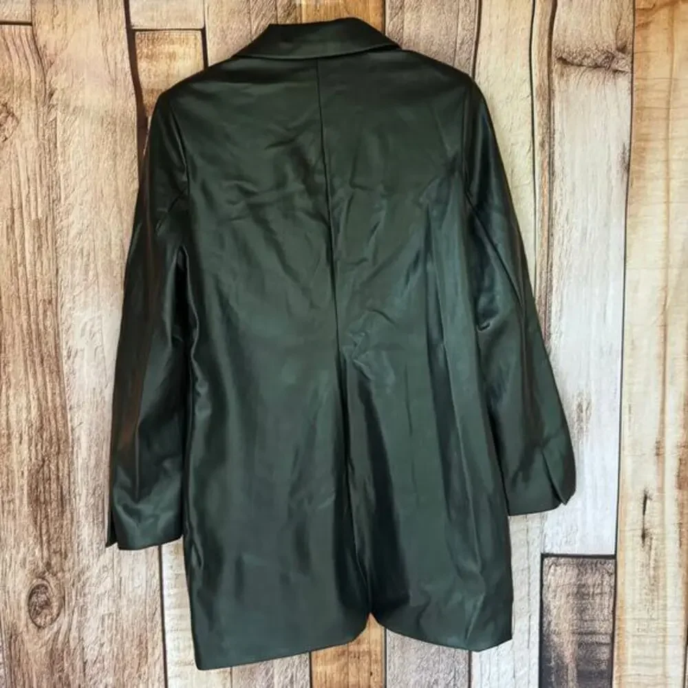 Abercrombie‎ & Fitch Faux Leather Jacket Black Large Workwear Minimalist NWT - Picture 2 of 9